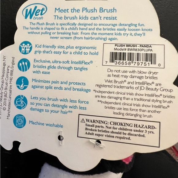 Wet Brush Kids Plush Panda Hair Brush New - Picture 9 of 11